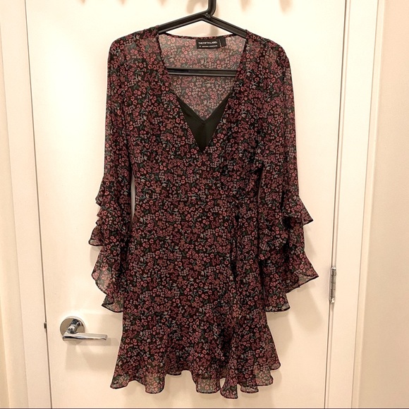 The Fifth Label Elective Long Ruffle Sleeve, Floral Wrap Dress, Size Medium - Picture 6 of 11